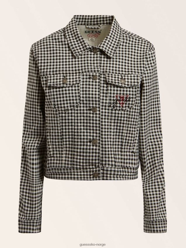 Guess slank rutete denimjakke svart multi svart multi kvinner F0LJ806364