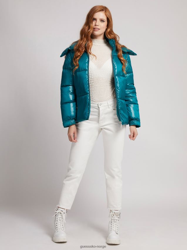 Guess vattert dunjakke med grønn hette grønn kvinner F0LJ803718