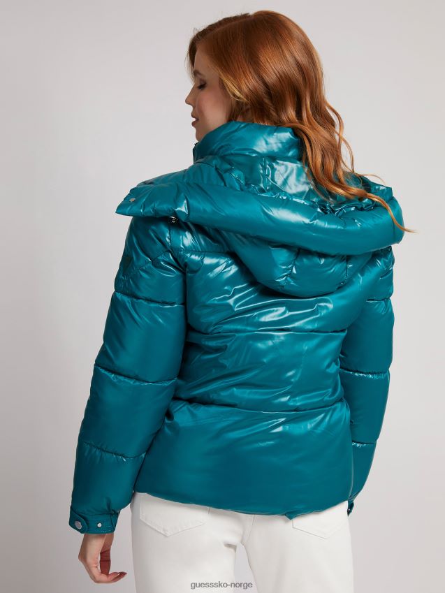 Guess vattert dunjakke med grønn hette grønn kvinner F0LJ803718