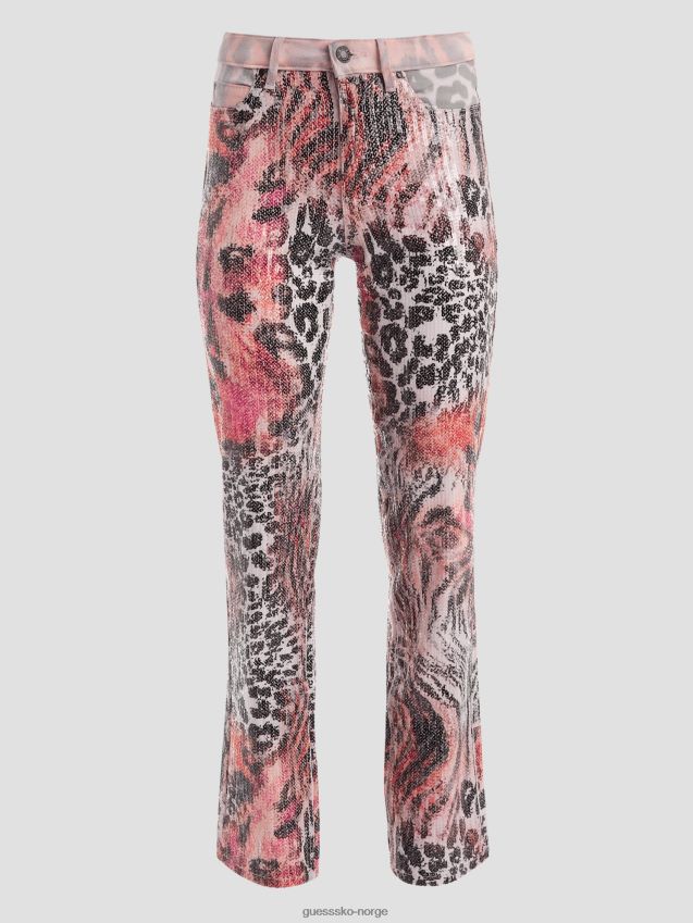 Guess 1981 blandet print straight jeans passion wild lidenskap vill kvinner F0LJ809168