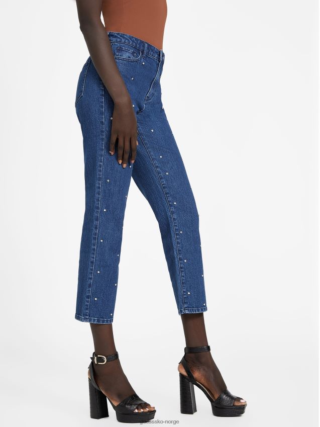Guess amie straight bling jeans mørk vask mørk vask kvinner F0LJ807412