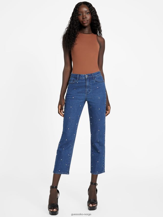 Guess amie straight bling jeans mørk vask mørk vask kvinner F0LJ807412