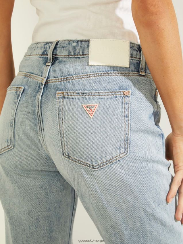 Guess avslappet passform denim bukse slitasje blå blå kvinner F0LJ806613