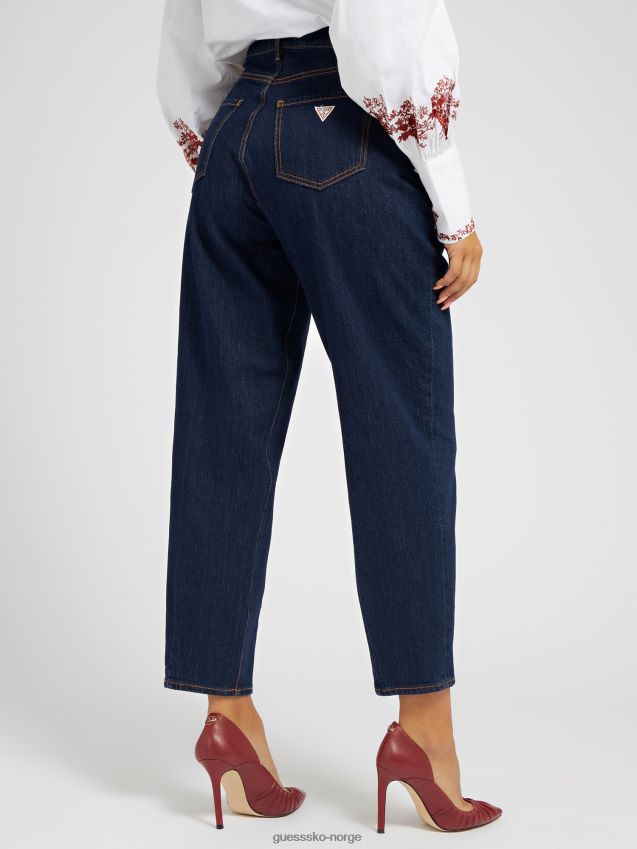 Guess avslappet passform denimbukse mørkeblå mørke blå kvinner F0LJ802763