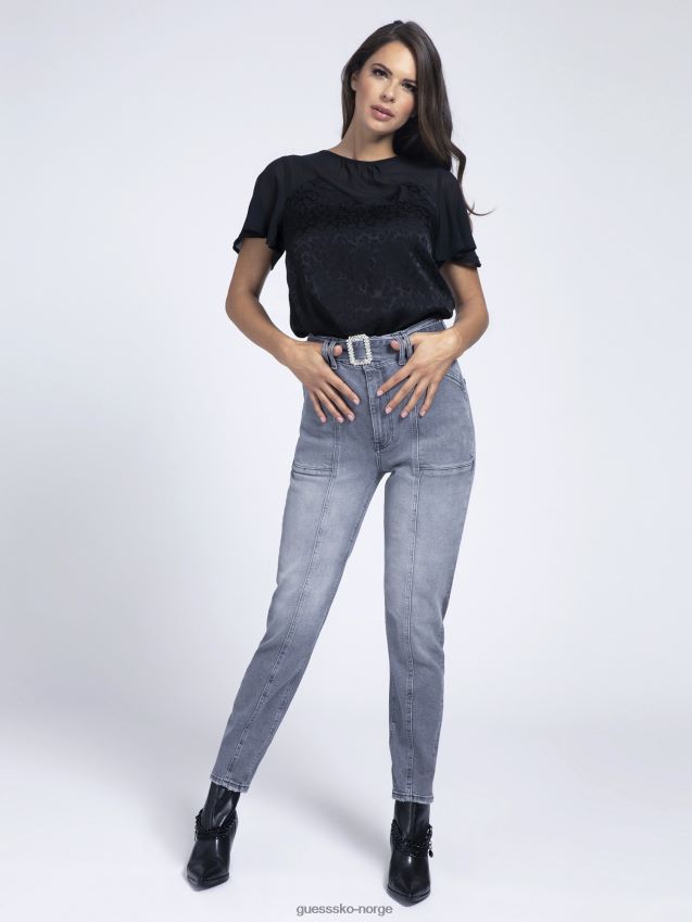 Guess avslappet passform jewel belte jeans grå grå kvinner F0LJ805688