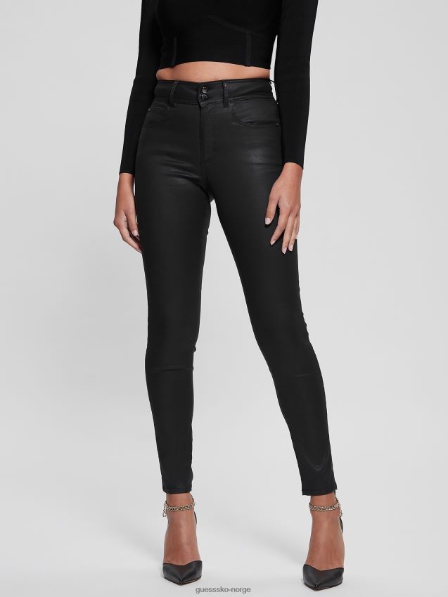 Guess belagte svarte jeans med høy rise-form belagt svart kvinner F0LJ809176