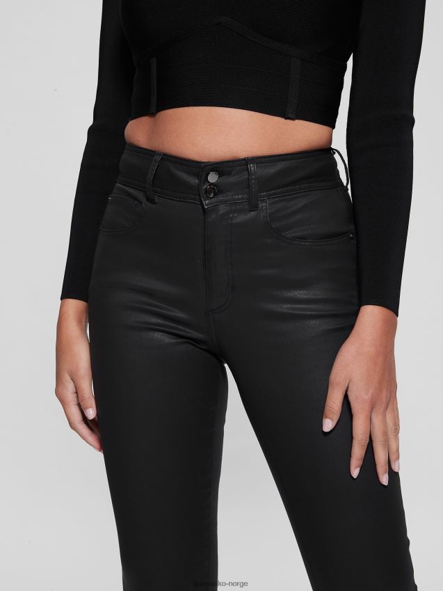 Guess belagte svarte jeans med høy rise-form belagt svart kvinner F0LJ809176