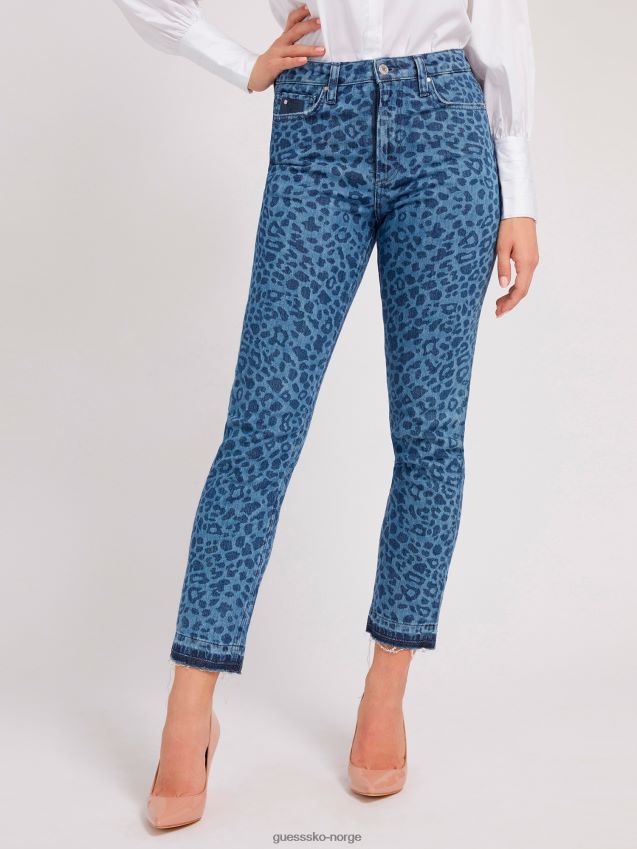 Guess blå, animaler print denimbukse blå kvinner F0LJ802800
