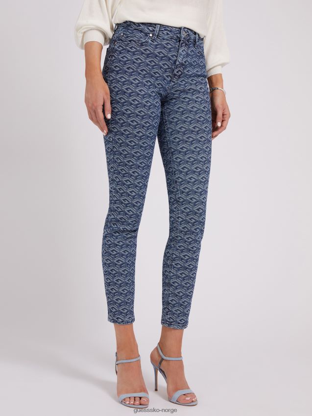 Guess blå denimbukse med hele logoen blå kvinner F0LJ803160