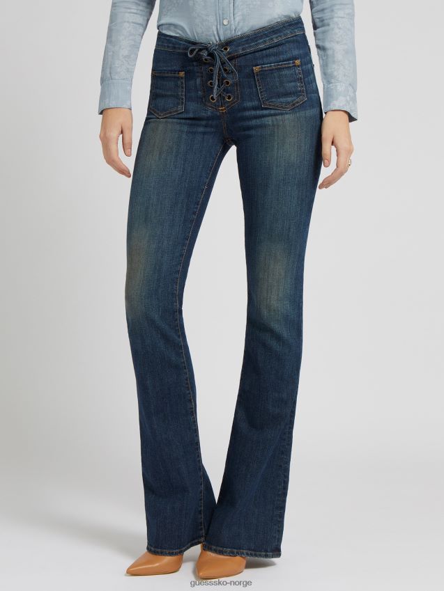 Guess blå flare denimbukse blå kvinner F0LJ802873
