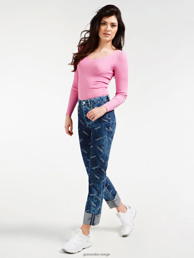 Guess blå lurex-garn denimbukse med avslappet passform blå kvinner F0LJ806397