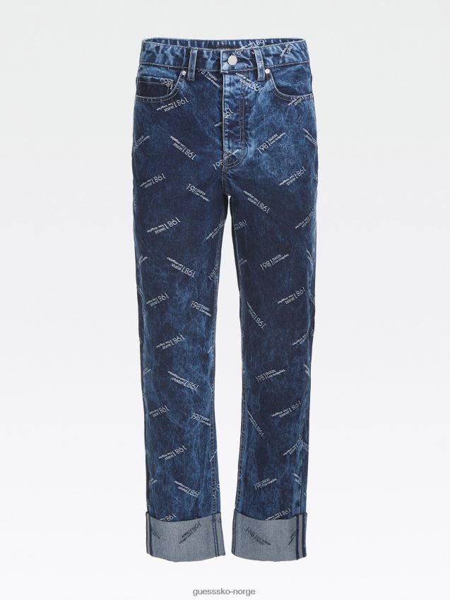 Guess blå lurex-garn denimbukse med avslappet passform blå kvinner F0LJ806397