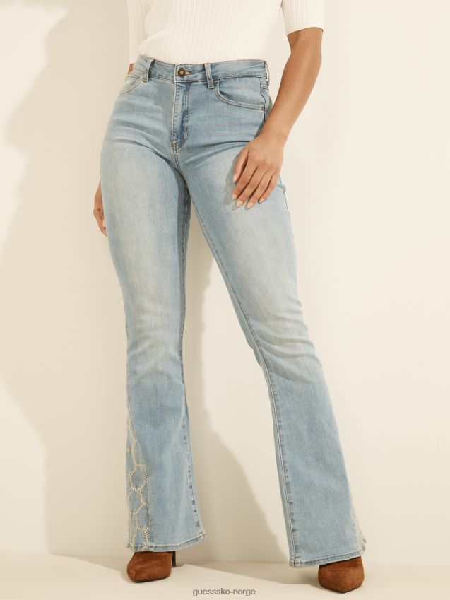 Guess blå passform og brodert denimbukse blå kvinner F0LJ806271