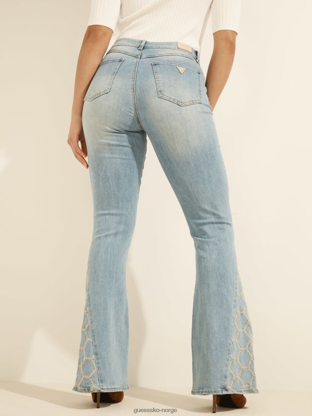 Guess blå passform og brodert denimbukse blå kvinner F0LJ806271