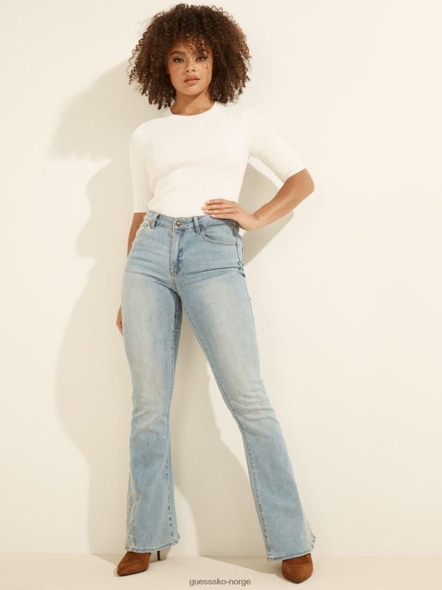 Guess blå passform og brodert denimbukse blå kvinner F0LJ806271
