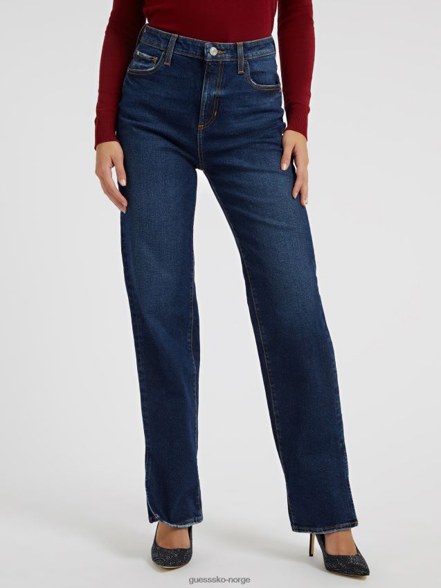 Guess blå rett denimbukse blå kvinner F0LJ802985