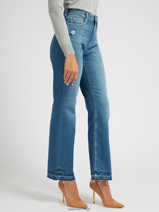 Guess blå rett denimbukse ny trend blå kvinner F0LJ803450