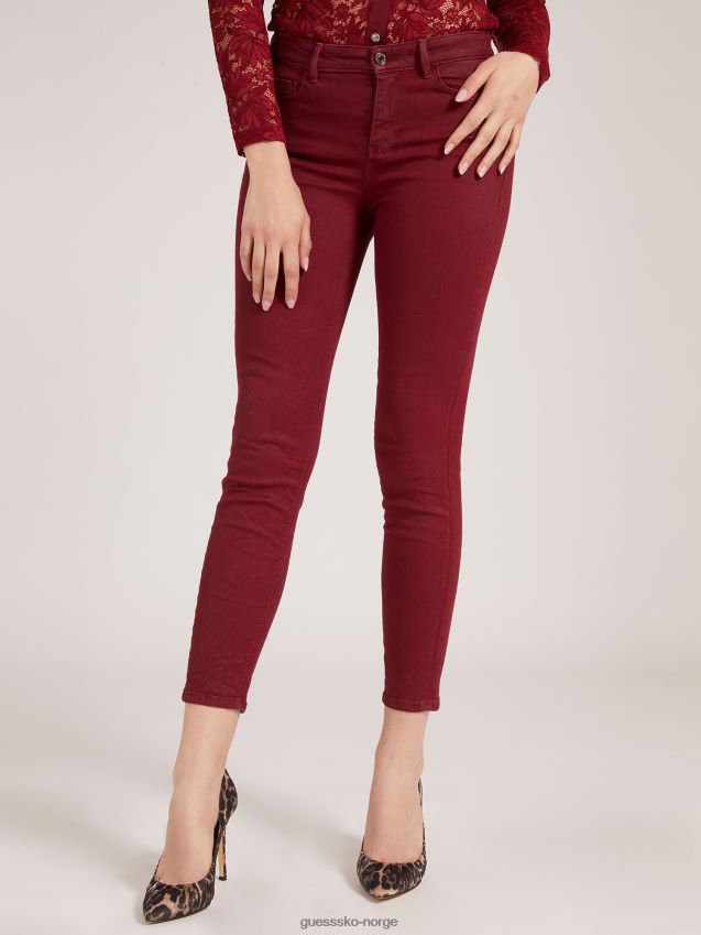 Guess burgunder belagt skinny fit denimbukse burgunder kvinner F0LJ805855