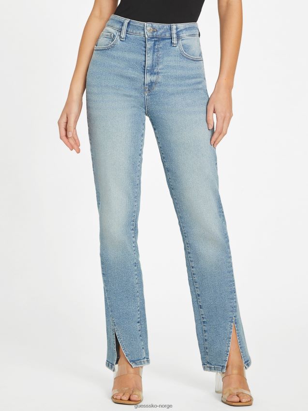 Guess chaya ultra høyhøyde jeans med delt fald lett vask lett vask kvinner F0LJ806788