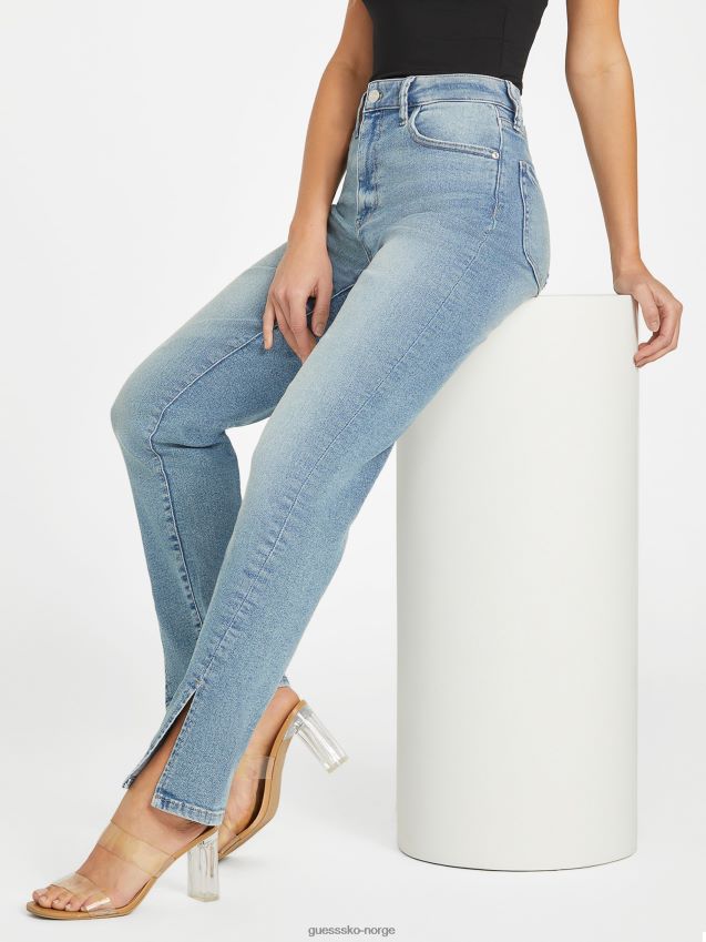 Guess chaya ultra høyhøyde jeans med delt fald lett vask lett vask kvinner F0LJ806788