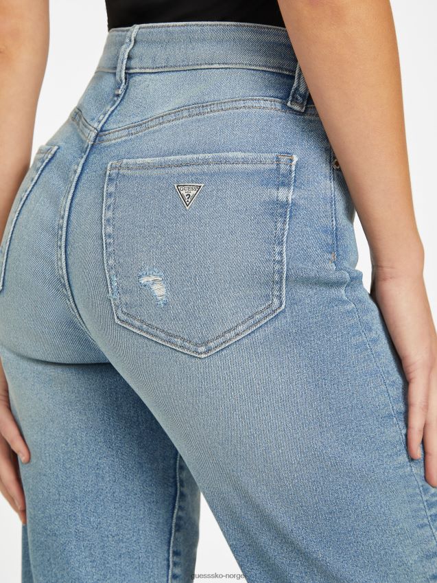 Guess chaya ultra høyhøyde jeans med delt fald lett vask lett vask kvinner F0LJ806788