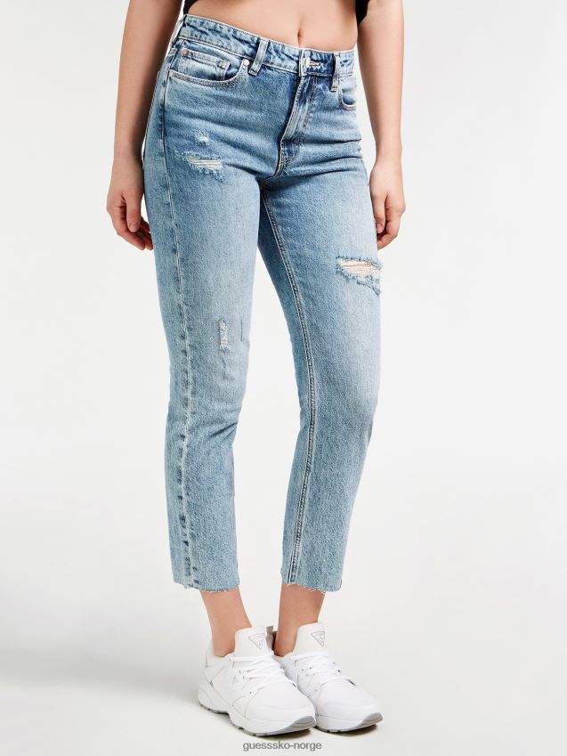Guess ødelagt denimbukse med avslappet passform lyseblå lyse blå kvinner F0LJ806633