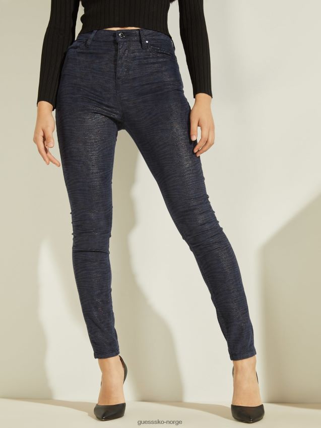 Guess dyreprint skinny fit denim bukse blå blå kvinner F0LJ805987