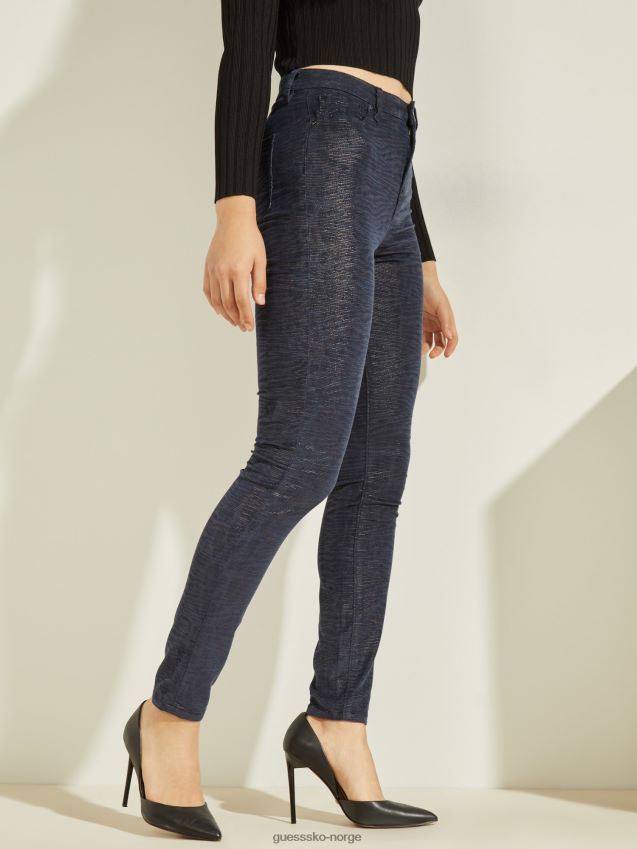 Guess dyreprint skinny fit denim bukse blå blå kvinner F0LJ805987