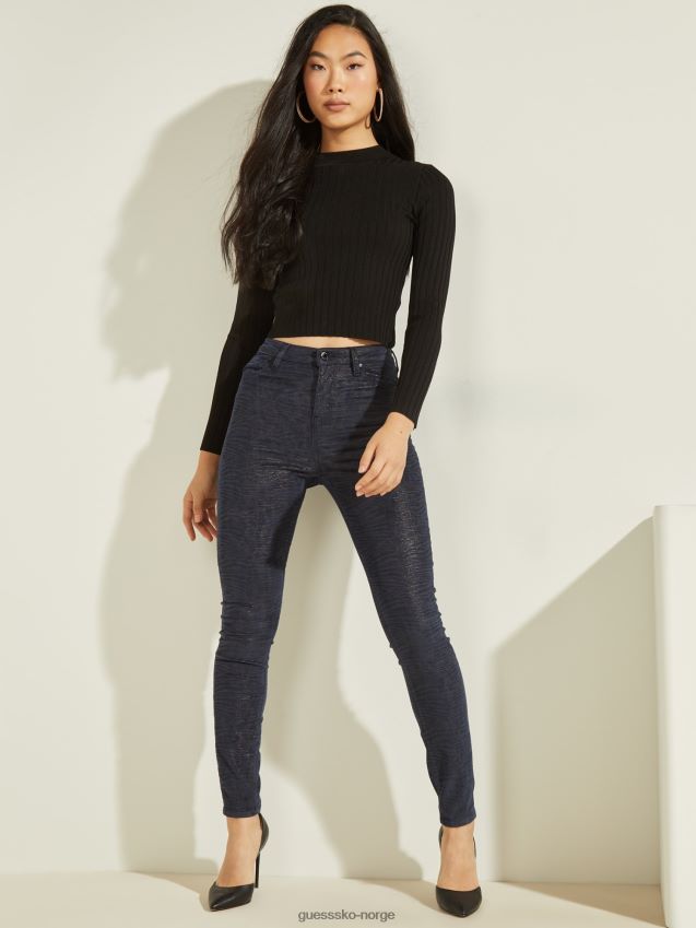 Guess dyreprint skinny fit denim bukse blå blå kvinner F0LJ805987