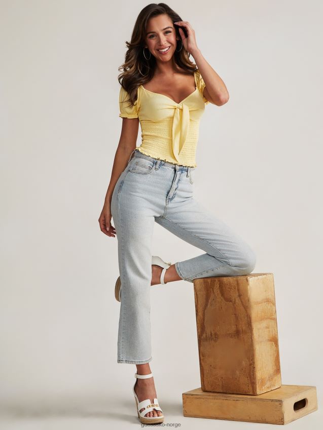 Guess eco jolene ultra high-rise straight jeans lett vask lett vask kvinner F0LJ807002