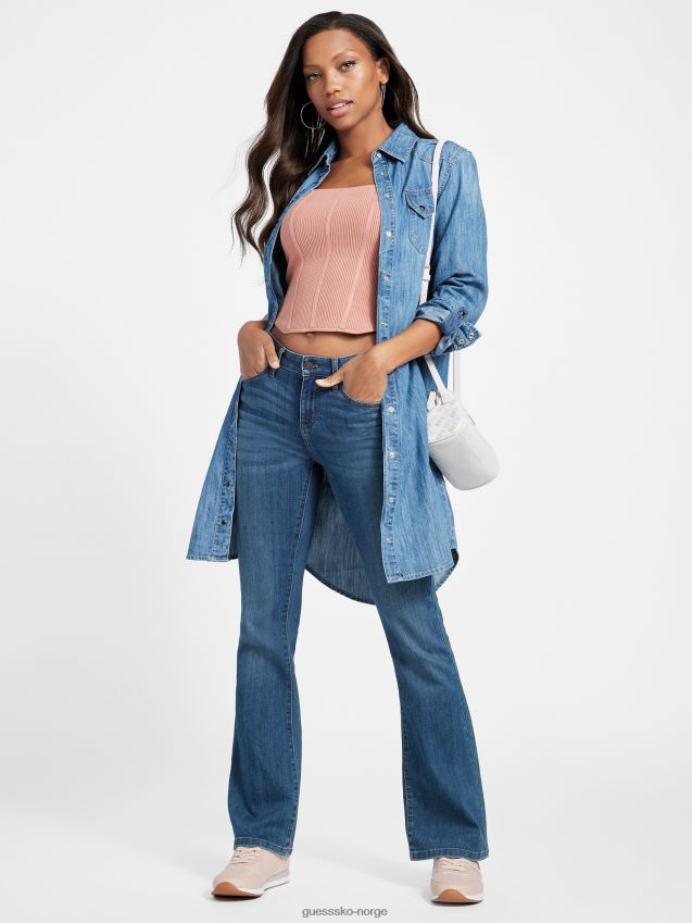 Guess eco lyllah mid-rise bootcut jeans medium vask middels vask kvinner F0LJ806875