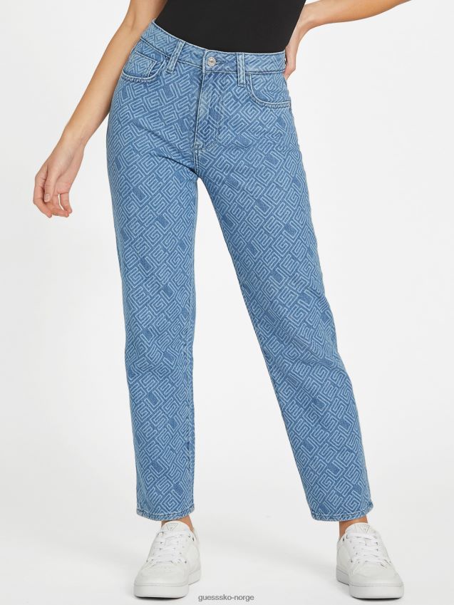 Guess eco mia ultra high-rise logotrykk rette jeans middels vask middels vask kvinner F0LJ807415