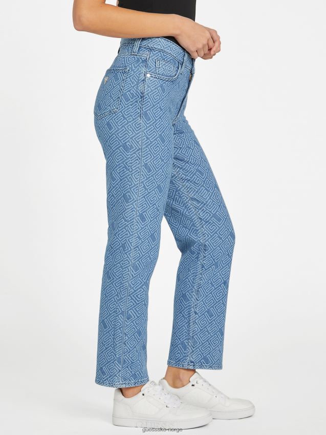 Guess eco mia ultra high-rise logotrykk rette jeans middels vask middels vask kvinner F0LJ807415