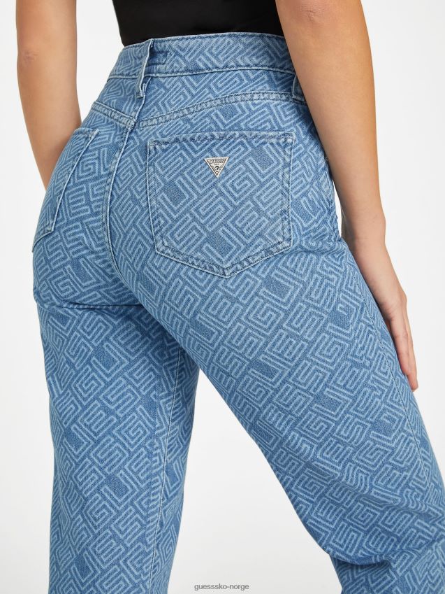 Guess eco mia ultra high-rise logotrykk rette jeans middels vask middels vask kvinner F0LJ807415