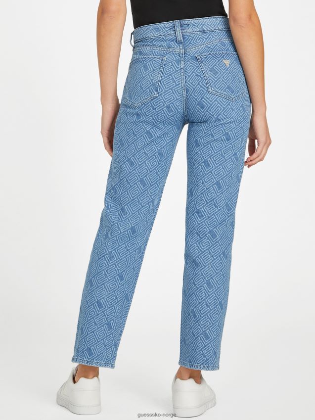 Guess eco mia ultra high-rise logotrykk rette jeans middels vask middels vask kvinner F0LJ807415