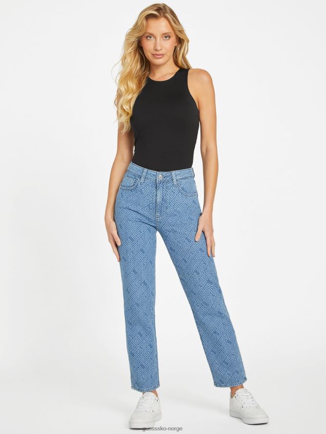 Guess eco mia ultra high-rise logotrykk rette jeans middels vask middels vask kvinner F0LJ807415