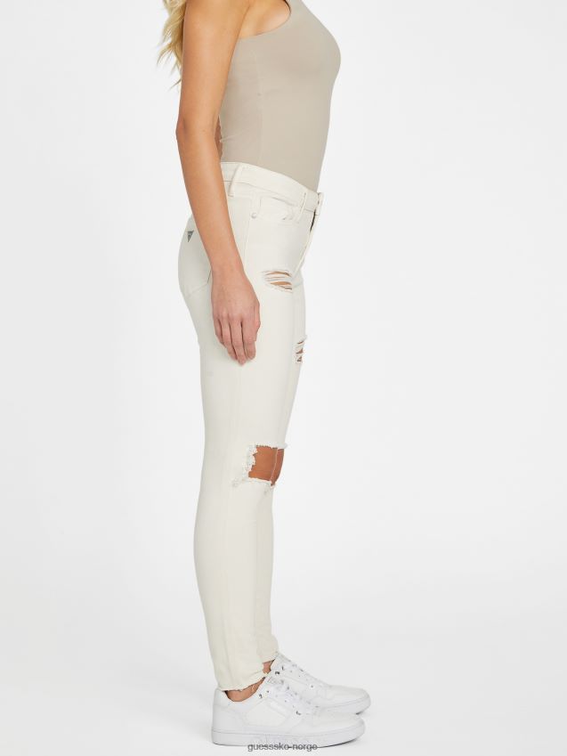 Guess eco zuley ødelagt mellomhøye skinny jeans mountain white fjell hvit kvinner F0LJ807418