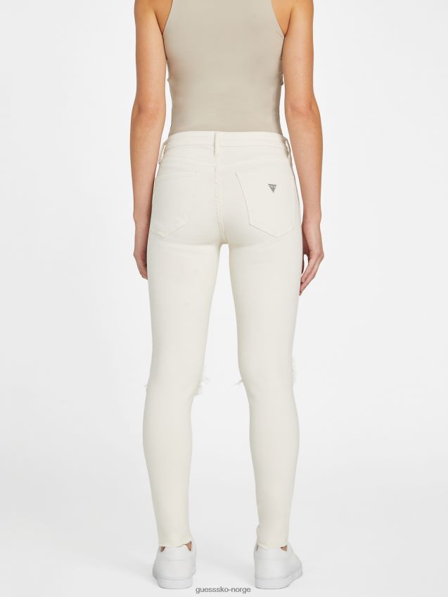 Guess eco zuley ødelagt mellomhøye skinny jeans mountain white fjell hvit kvinner F0LJ807418