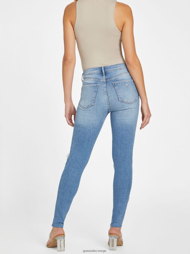 Guess eco zuley ødelagt mid-rise skinny jeans lys ødelegge vask lett ødelegge vask kvinner F0LJ807073