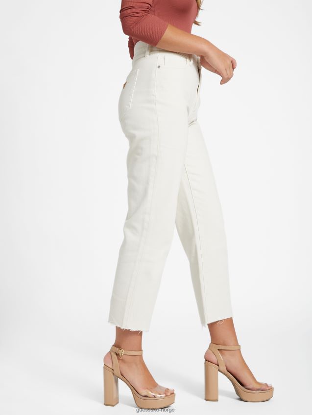 Guess fjellhvit leilani cropped jeans med rette ben fjell hvit kvinner F0LJ807129