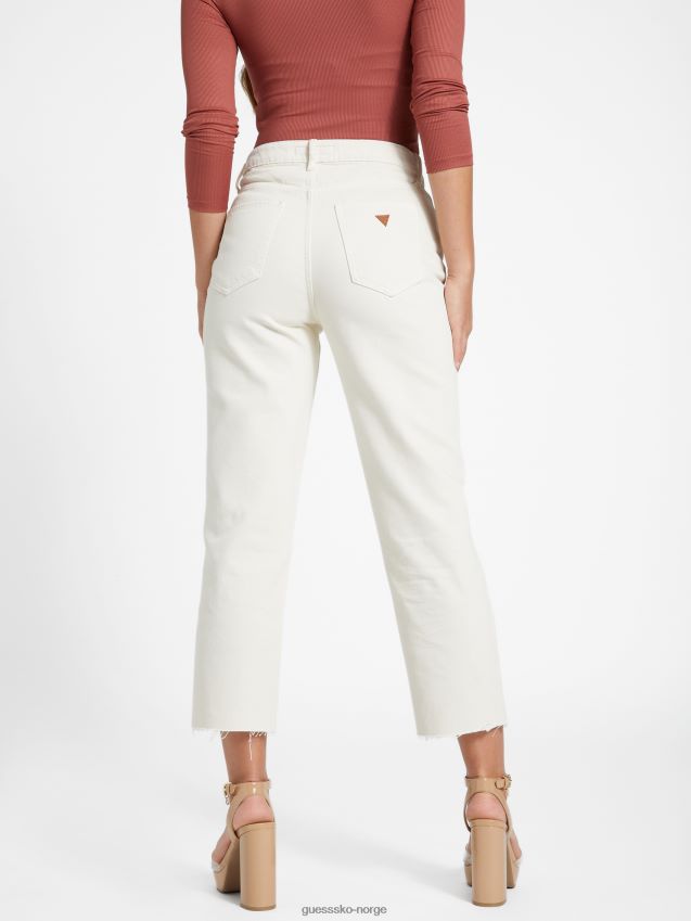 Guess fjellhvit leilani cropped jeans med rette ben fjell hvit kvinner F0LJ807129