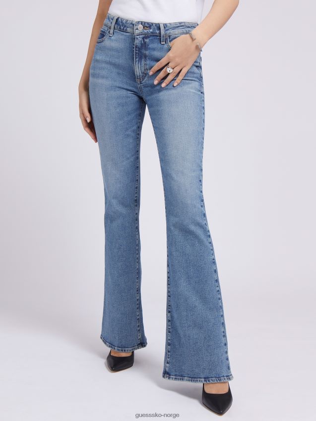Guess flare denim bukse blå ny trend blå kvinner F0LJ803962