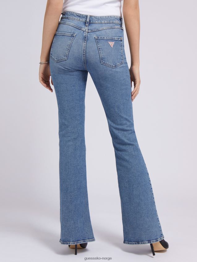 Guess flare denim bukse blå ny trend blå kvinner F0LJ803962