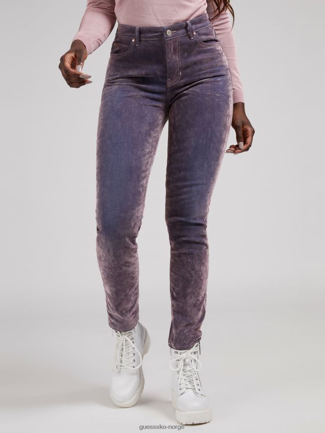 Guess flock skinny fit denim bukse lilla lilla kvinner F0LJ806043
