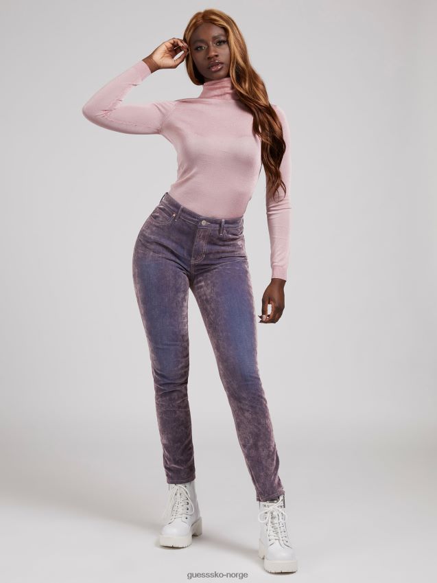 Guess flock skinny fit denim bukse lilla lilla kvinner F0LJ806043