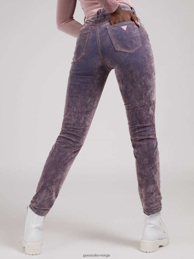 Guess flock skinny fit denim bukse lilla lilla kvinner F0LJ806043