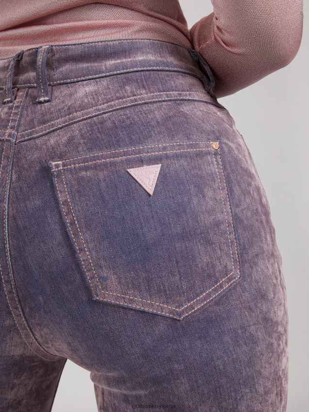 Guess flock skinny fit denim bukse lilla lilla kvinner F0LJ806043