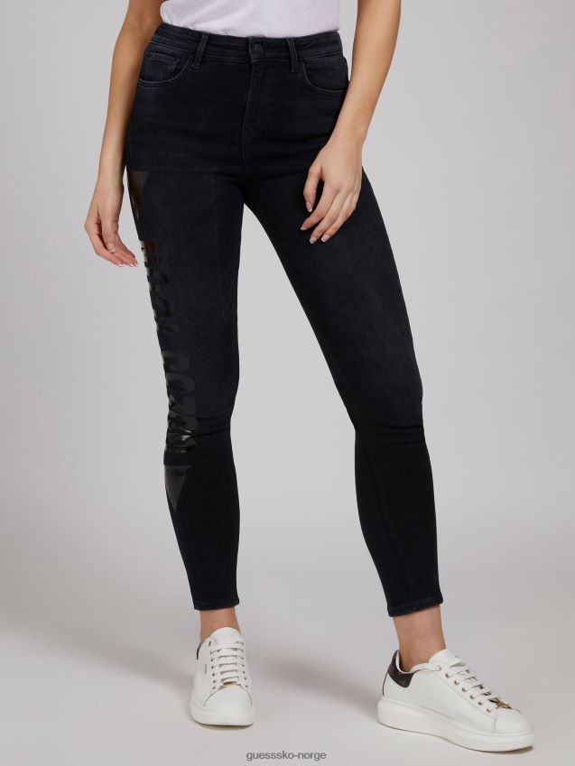 Guess folieprint skinny fit denimbukse svart svart kvinner F0LJ806342