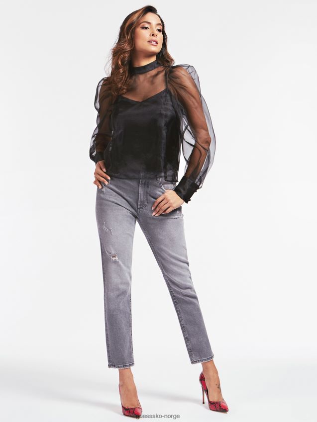 Guess grå ødelagt denimbukse med avslappet passform grå kvinner F0LJ806767