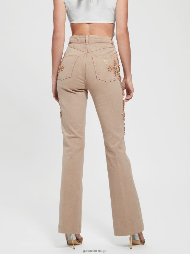 Guess gyllen rompop 70-tallspyntede jeans med utsving gyllen rom kvinner F0LJ809634